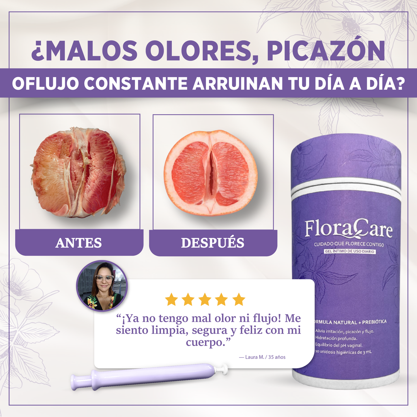 Floracare — Gel Íntimo Equilibrante y Reparador (X10 UNDS)